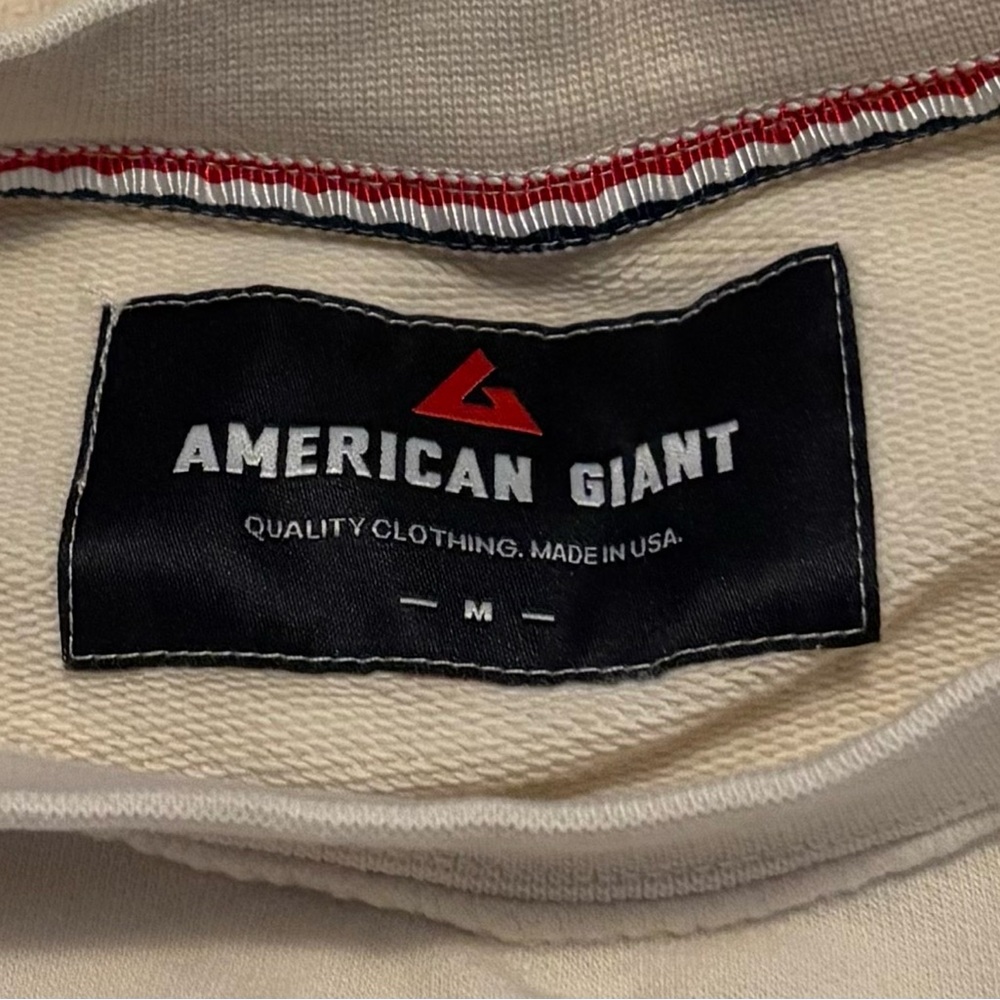 American Giant Cream Crewneck Sweater with embroidered USA Design - Picture 2 of 2